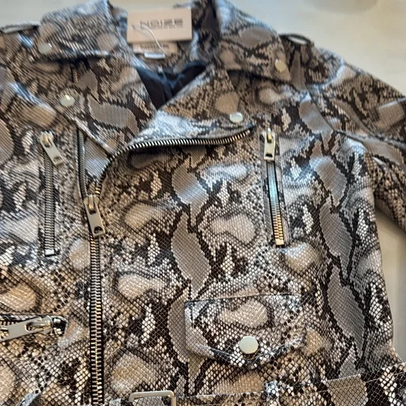 Noize Black and Gray Python Leather Jacket - Picture 4 of 4